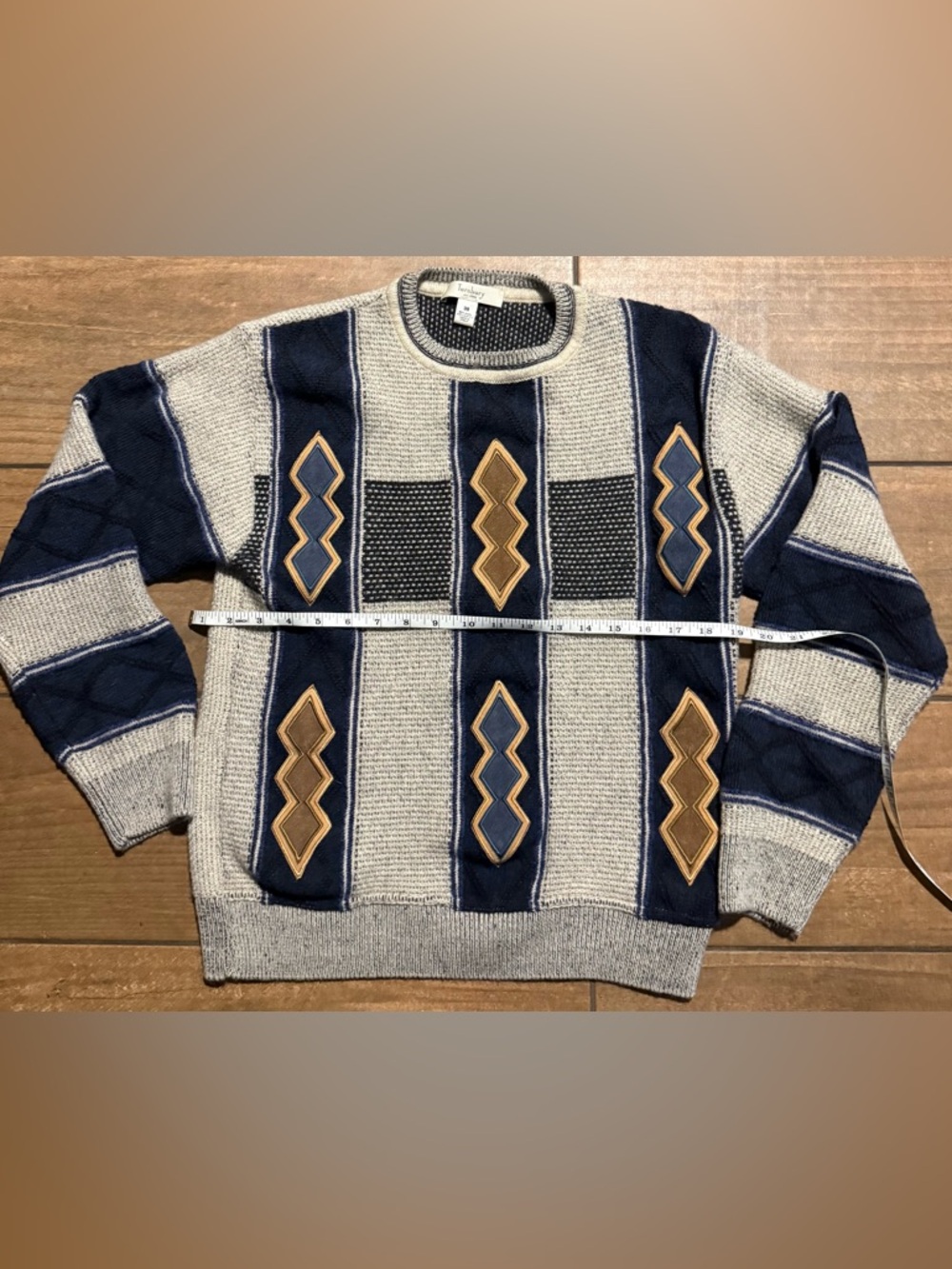 Men's Vintage Turnbury Wool Blend Crewneck Pullover Sweater 38 medium Blue Gray